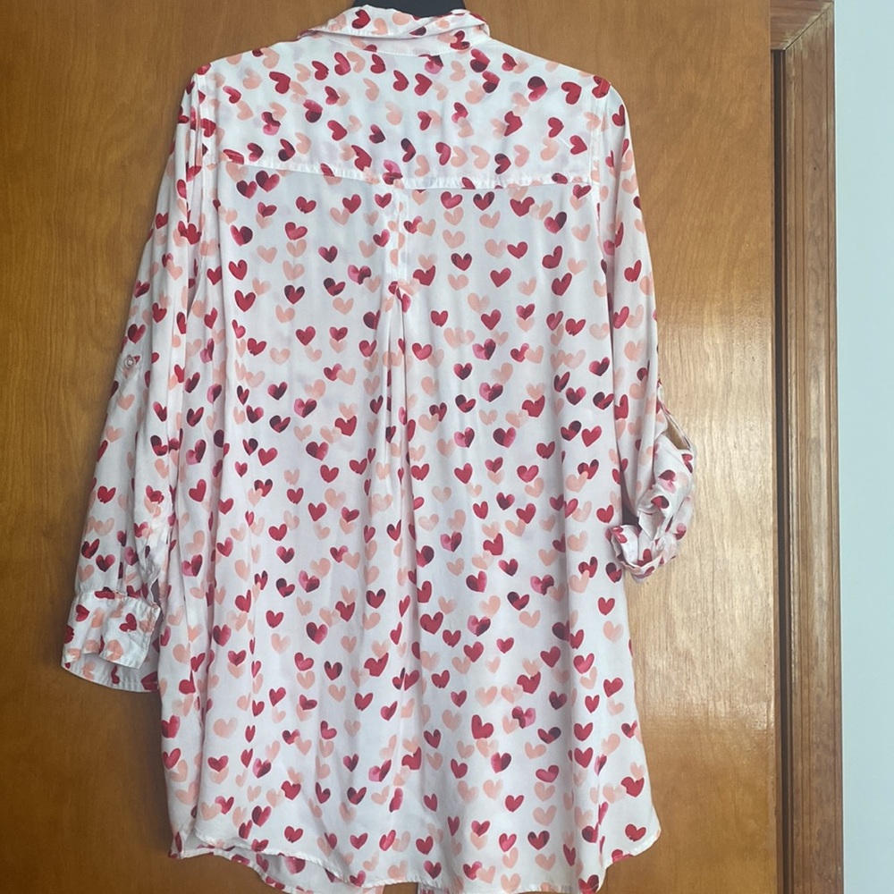 Shirt blouse in pink and red heart size 1X - Picture 5 of 5